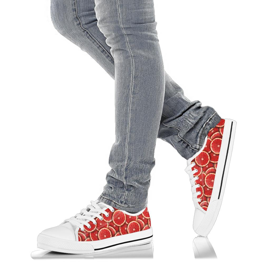 Grapefruit Pattern Print Design GF05 White Bottom Low Top Shoes