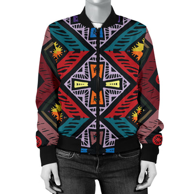 African Pattern Print Design 08 Women's Bomber Jacket