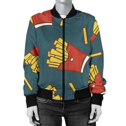 French Fried Pattern Print Design 04 Women's Bomber Jacket