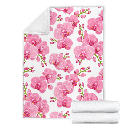Orchid Pink Pattern Print Design OR07 Fleece Blanket