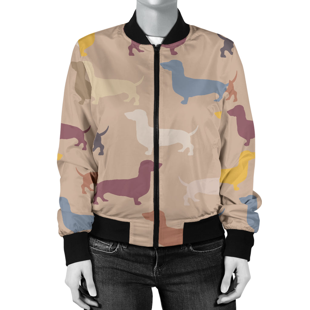 Dachshund Pattern Print Design 03 Women's Bomber Jacket