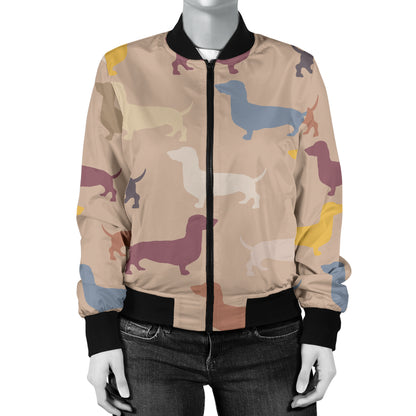 Dachshund Pattern Print Design 03 Women's Bomber Jacket