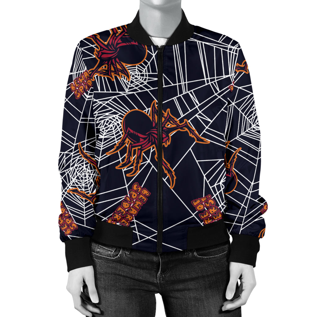 Tarantula Spiderwebs Pattern Print Design 01 Women's Bomber Jacket