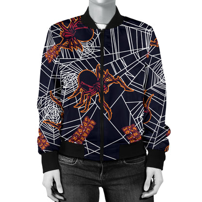 Tarantula Spiderwebs Pattern Print Design 01 Women's Bomber Jacket