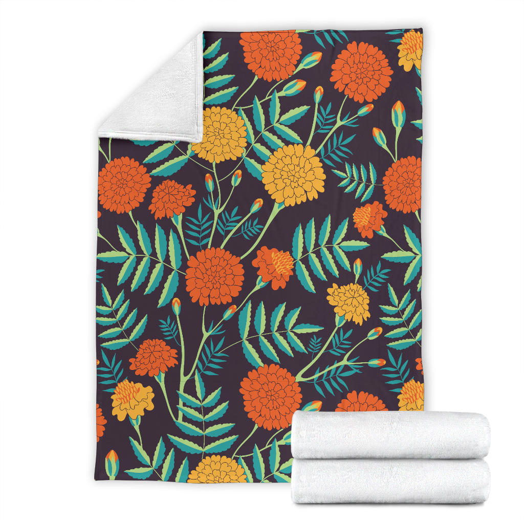Marigold Pattern Print Design MR01 Fleece Blanket