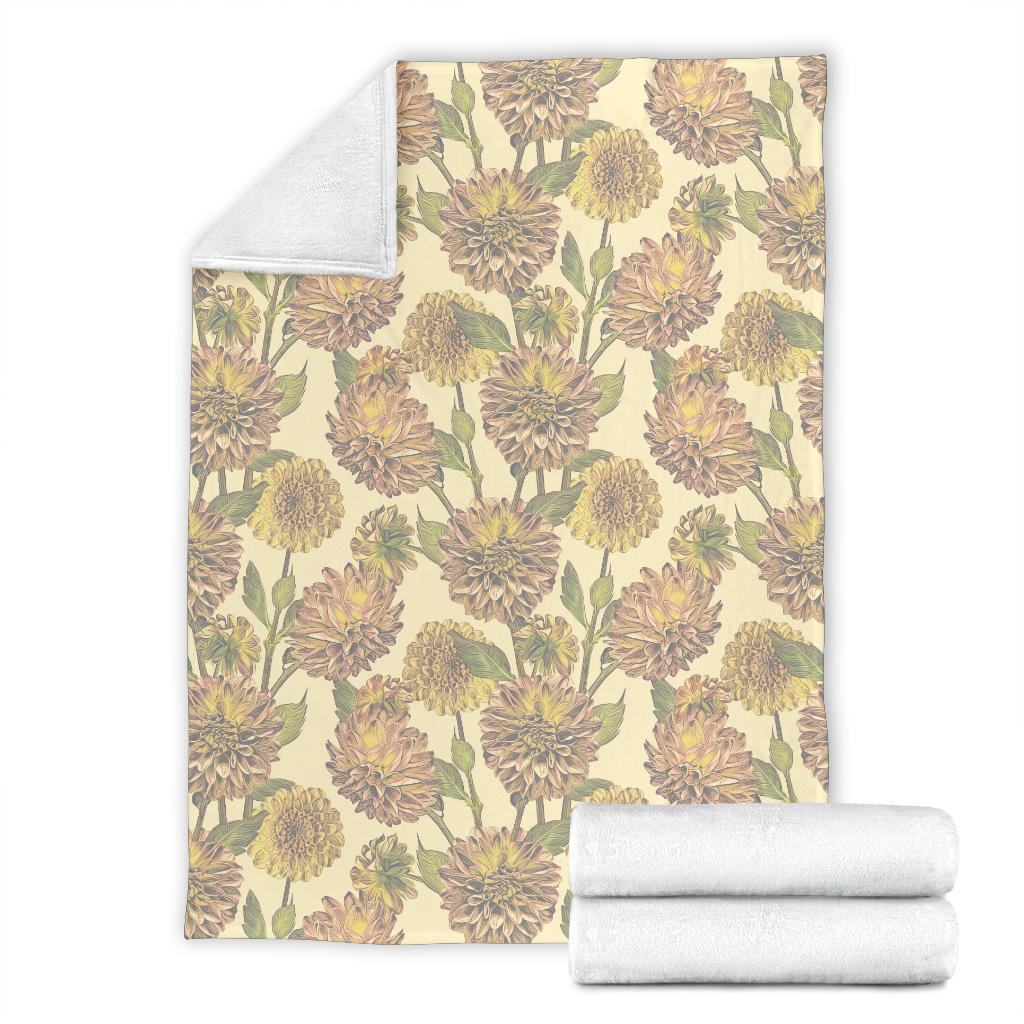 Dahlia Pattern Print Design DH09 Fleece Blanket