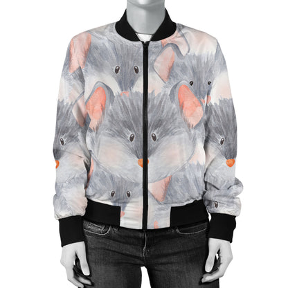Rat Baby Pattern Print Design 02 Women's Bomber Jacket
