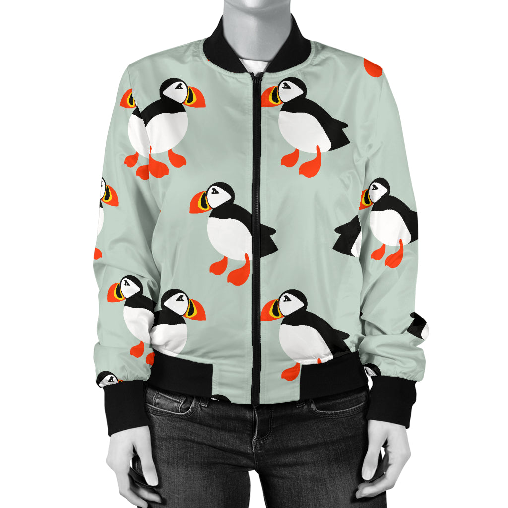 Puffin Pattern Print Design A03 Women's Bomber Jacket
