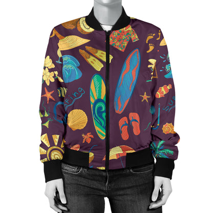 Aloha Hawaii Pattern Print Design 01 Women's Bomber Jacket