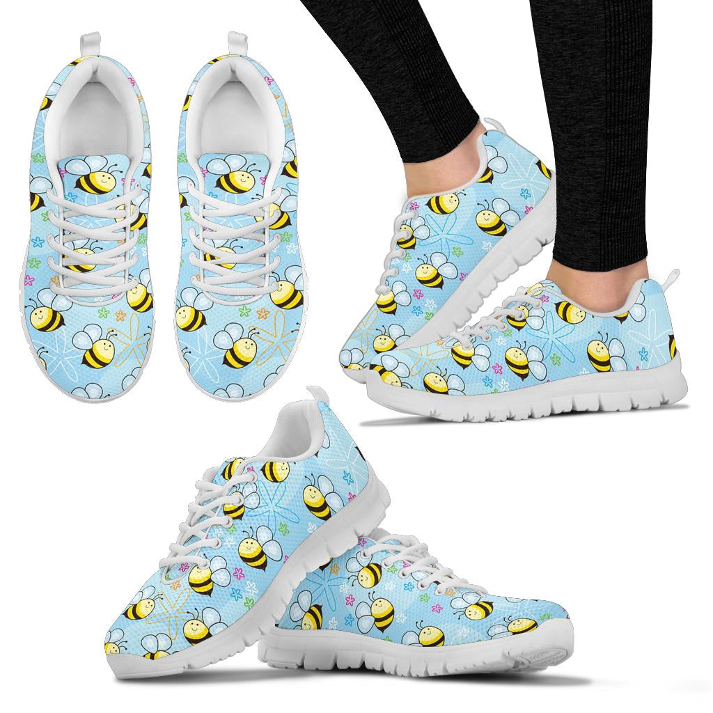 Bee Pattern Print Design BEE03 Sneakers White Bottom Shoes