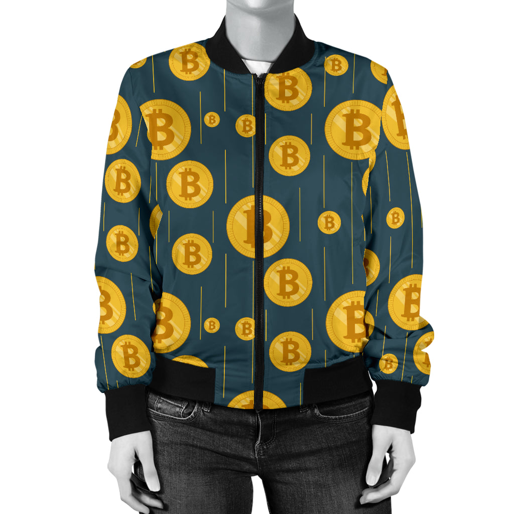 Bitcoin Pattern Print Design 01 Women's Bomber Jacket