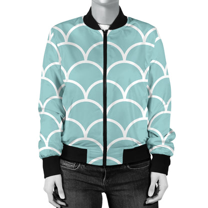 Scales Teal Pattern Print Design 02 Women's Bomber Jacket