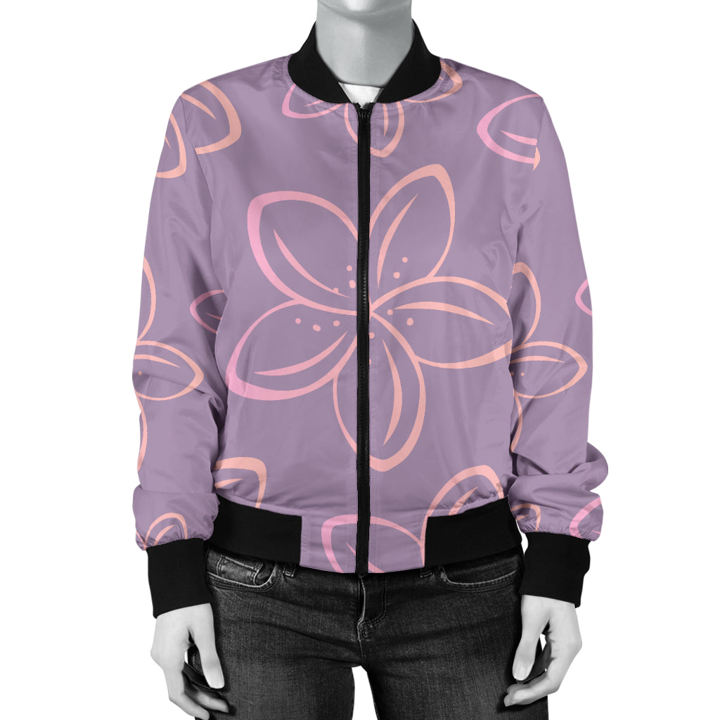 Plumeria Pattern Print Design A01 Women's Bomber Jacket