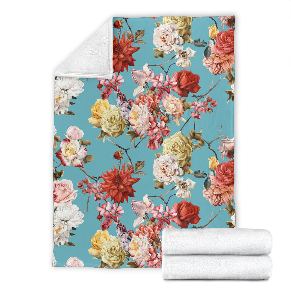 Summer Floral Pattern Print Design SF05 Fleece Blanket