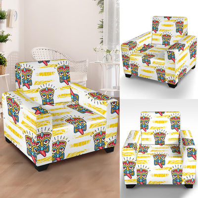 Tiki Smile Symbol Print Pattern Armchair Slipcover