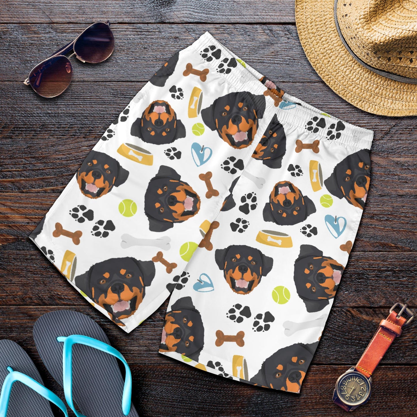 Rottweiler Pattern Print Design A04 Mens Shorts