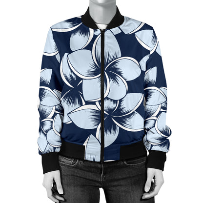 Plumeria Pattern Print Design A02 Women's Bomber Jacket