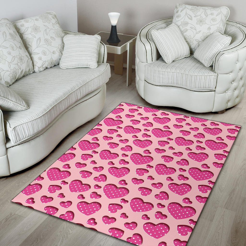 Heart Pink Pattern Print Design HE06 Area Rugs