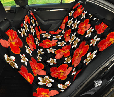 Red Hibiscus Pattern Print Design HB022 Rear Dog  Seat Cover