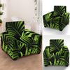 Green Neon Tropical Palm Leaves Armchair Slipcover