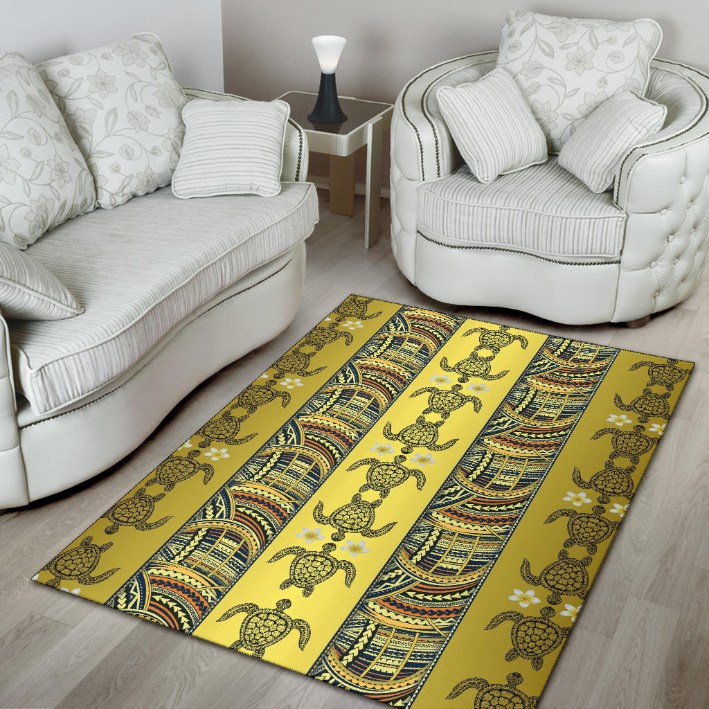 Polynesian Turtle Hawaiian Design Print Area Rugs