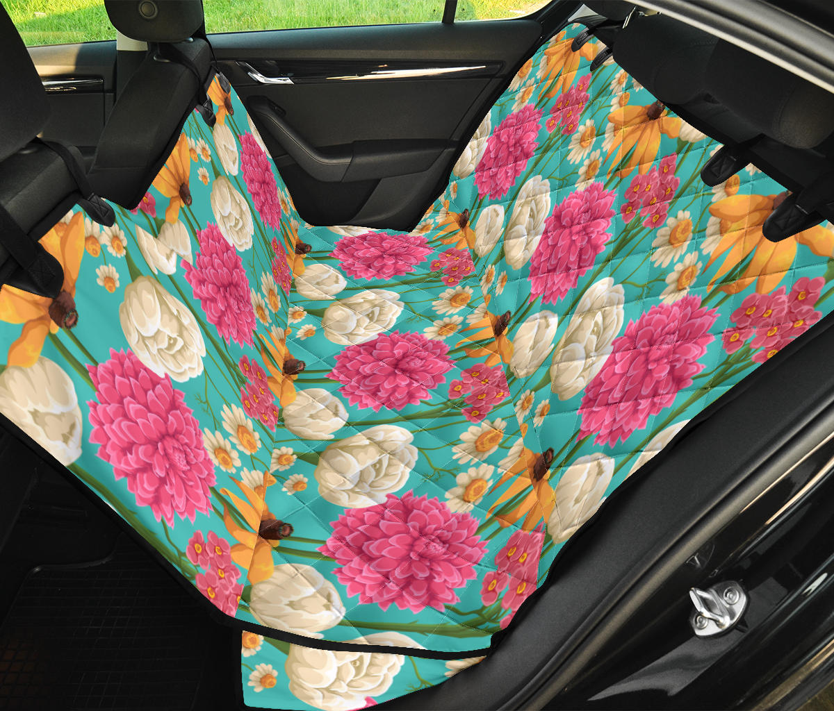 Summer Floral Pattern Print Design SF07 Rear Dog  Seat Cover