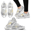 Gold Glitter Tropical Palm Leaves Sneakers White Bottom Shoes