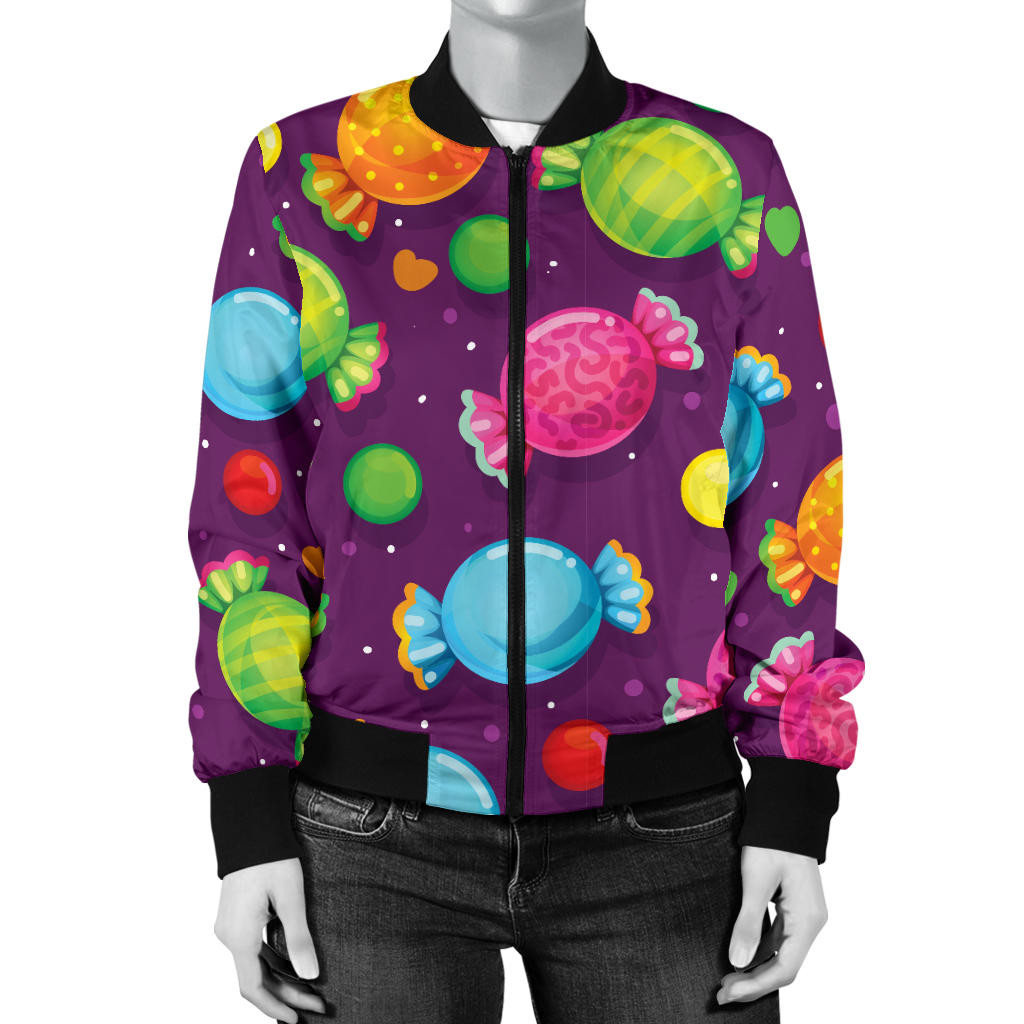 Candy Pattern Print Design CA05 Women Bomber Jacket