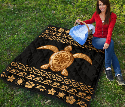 Tribal Sea turtle Polynesian Hawaiian Premium Quilt