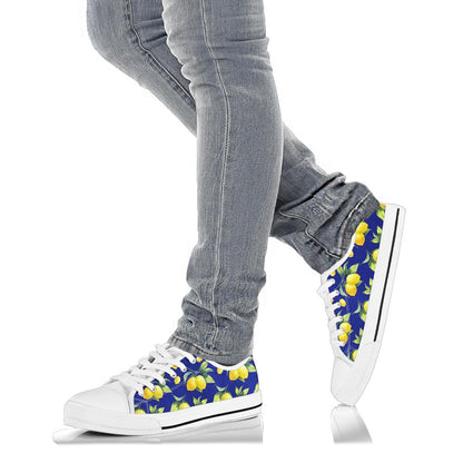 Lemon Pattern Print Design LM06 White Bottom Low Top Shoes