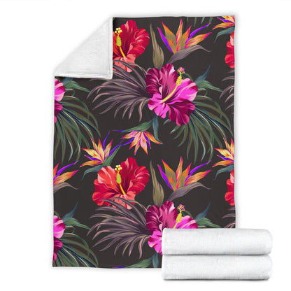 Hibiscus Pattern Print Design HB014 Fleece Blanket