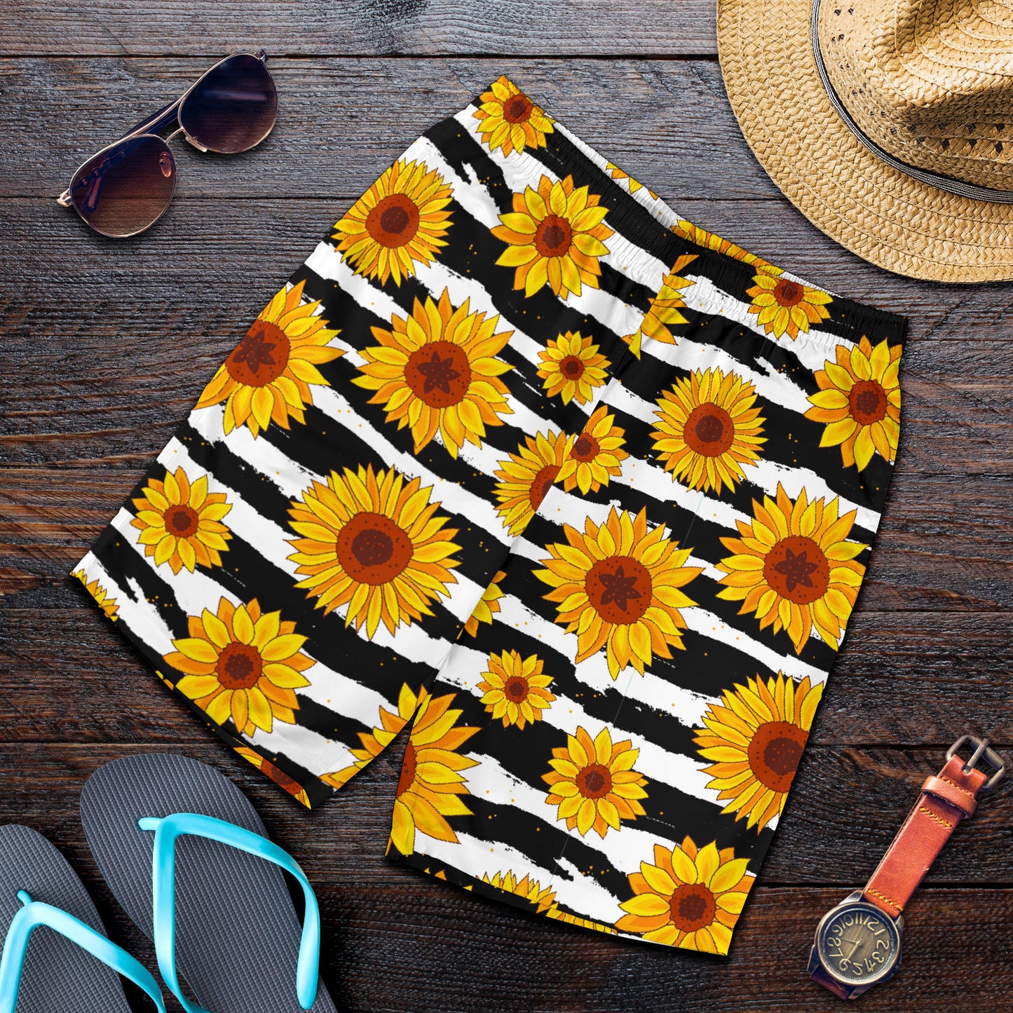Sunflower Pattern Print Design SF010 Mens Shorts
