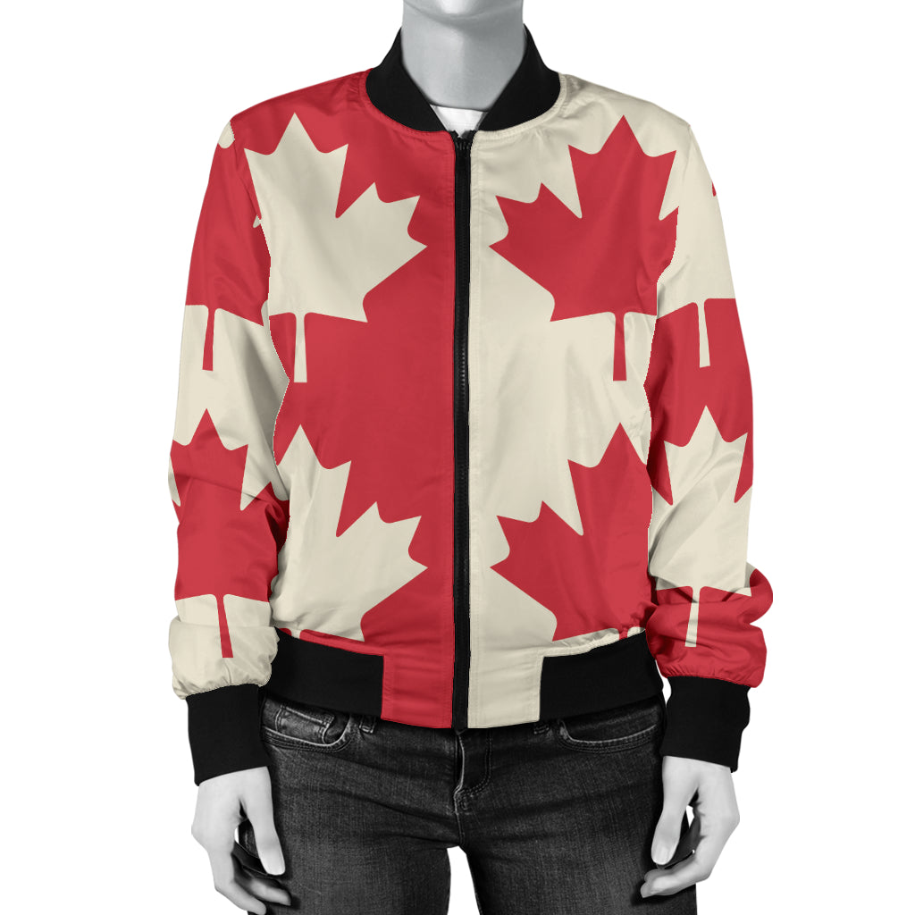 Maple Leaf Pattern Print Design 02 Women's Bomber Jacket