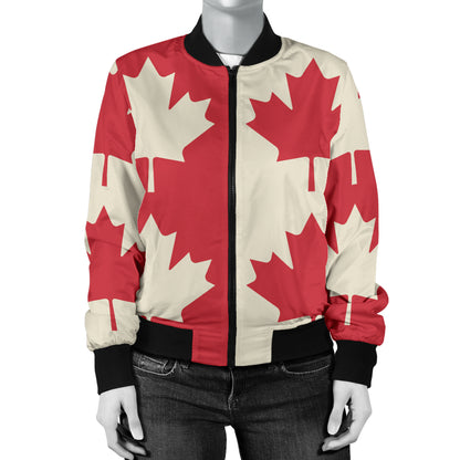 Maple Leaf Pattern Print Design 02 Women's Bomber Jacket