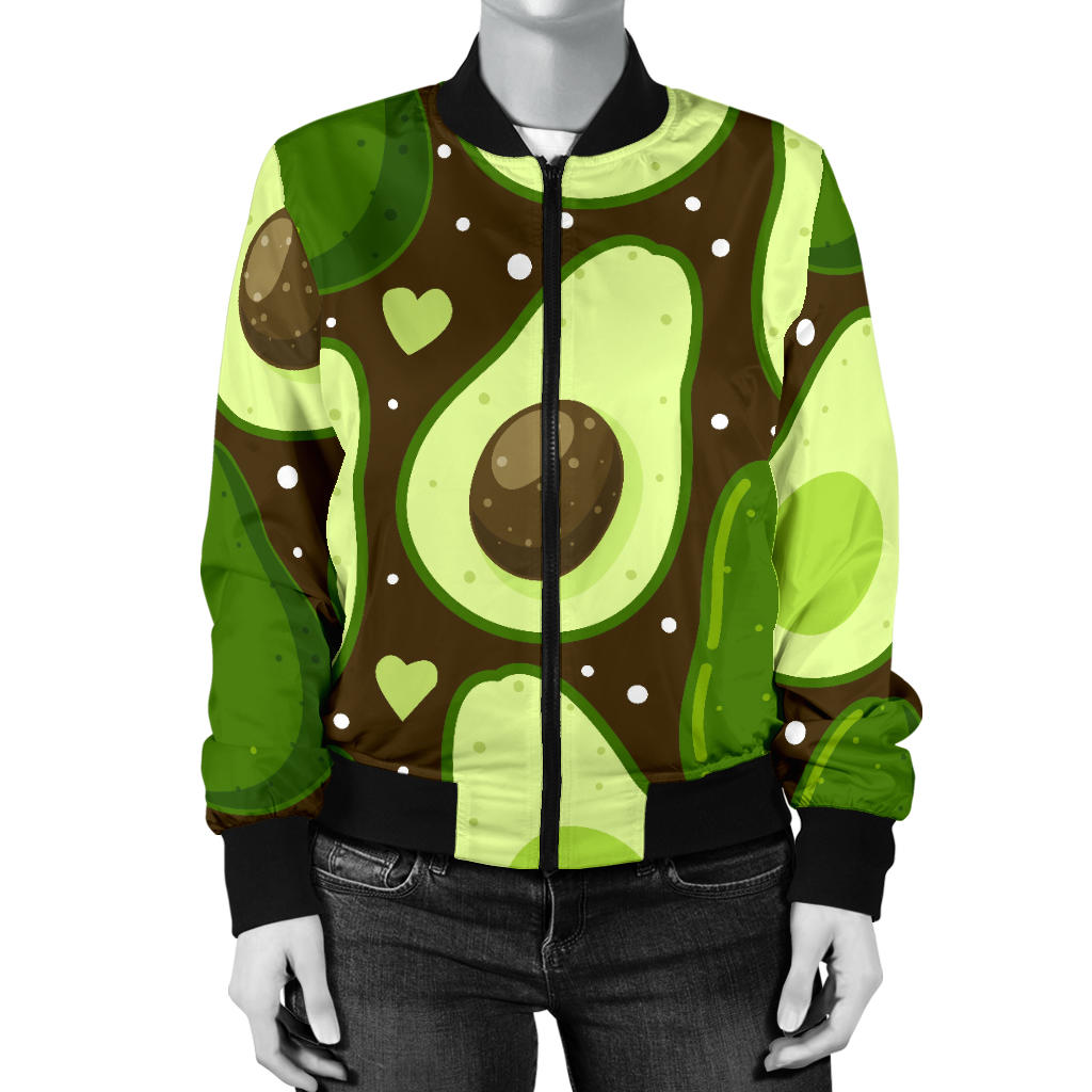 Avocado Pattern Print Design AC04 Women Bomber Jacket