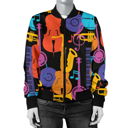 Jazz Pattern Print Design 03 Women's Bomber Jacket