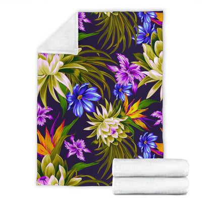 Water Lily Pattern Print Design WL08 Fleece Blanket