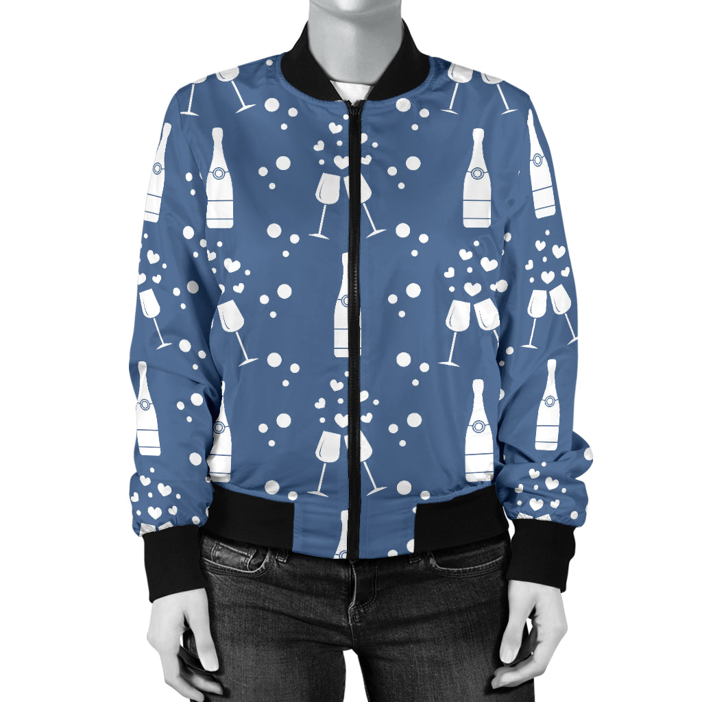 Champagne Pattern Print Design 05 Women's Bomber Jacket