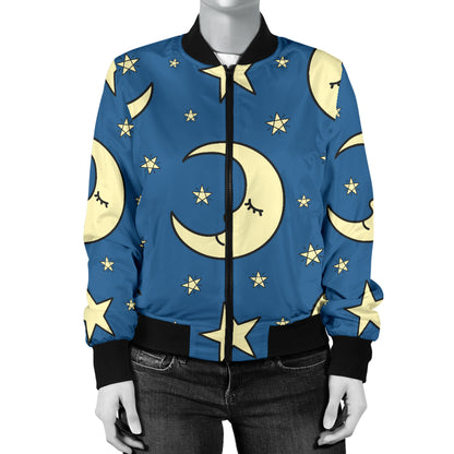 Moon Night Pattern Print Design 03 Women's Bomber Jacket
