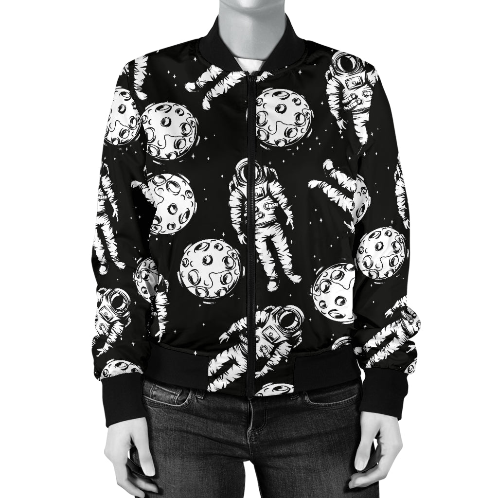 Astronaut Pattern Print Design 03 Women's Bomber Jacket