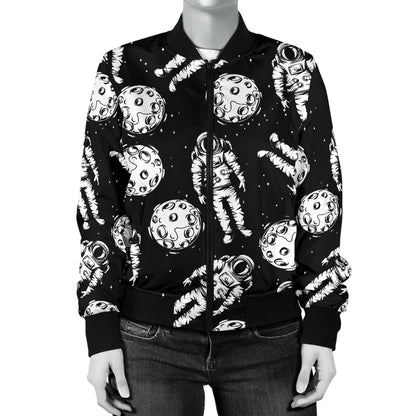 Astronaut Pattern Print Design 03 Women's Bomber Jacket