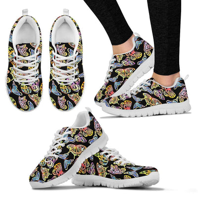 Butterfly Water Color Rainbow Sneakers White Bottom Shoes