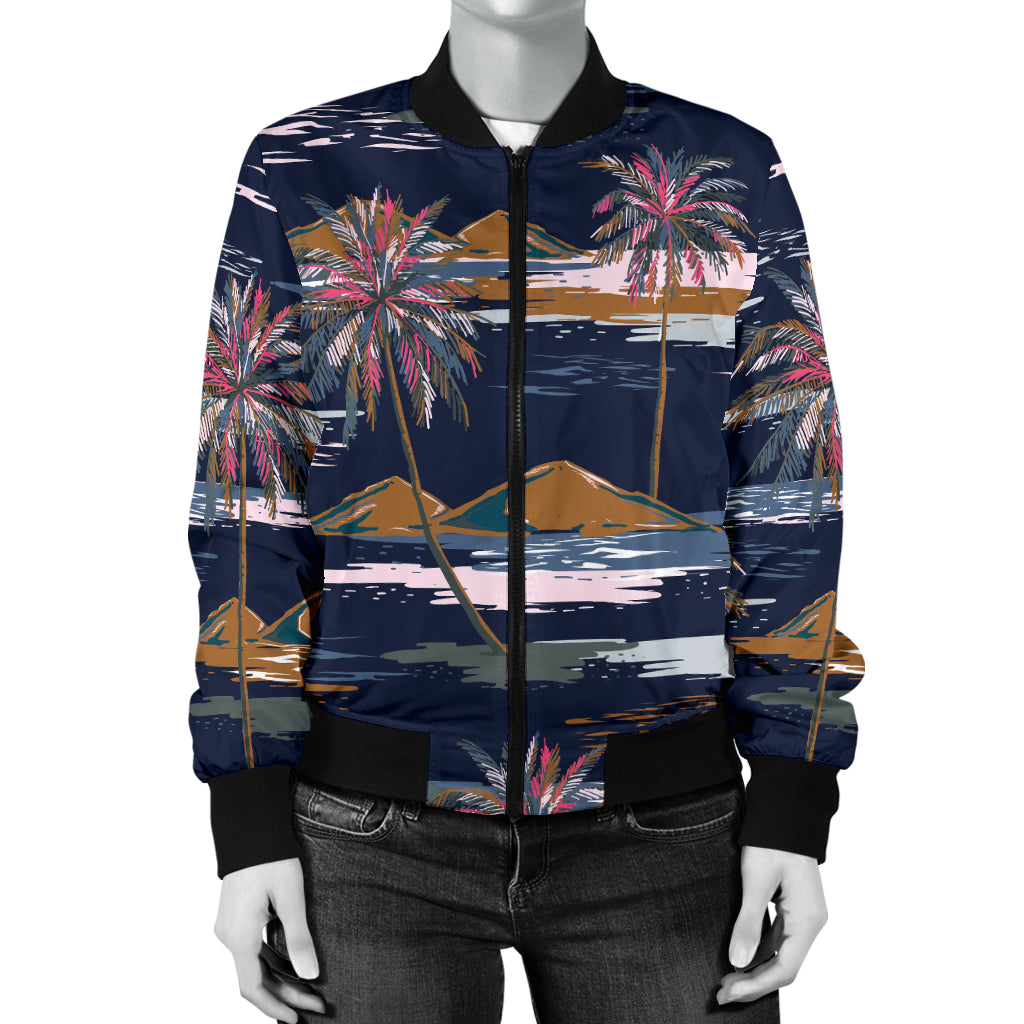 Pacific island Pattern Print Design A06 Women's Bomber Jacket