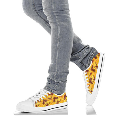 Palm Tree Pattern Print Design PT012 White Bottom Low Top Shoes