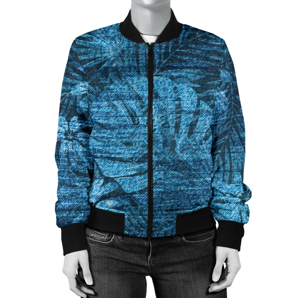 Jean Tropical Pattern Print Design 04 Women's Bomber Jacket