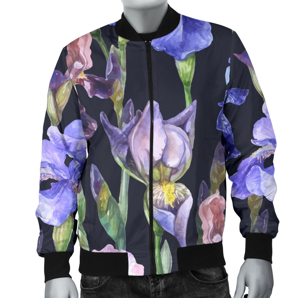Iris Pattern Print Design IR04 Men Bomber Jacket