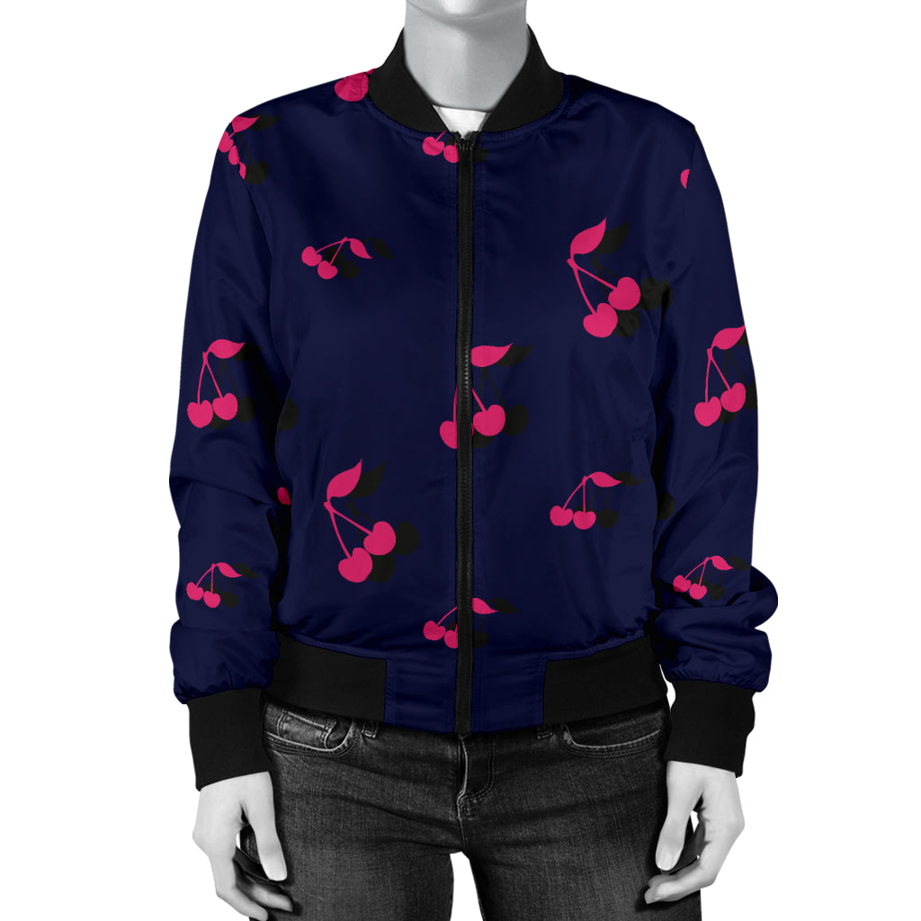 Cherry Pattern Print Design 02 Women's Bomber Jacket
