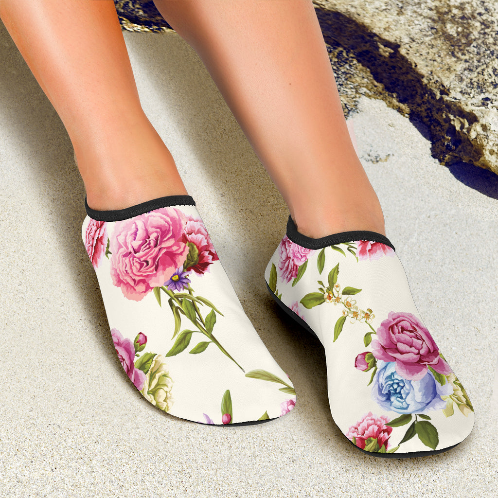 Carnations Pattern Print Design CN02 Aqua Water Shoes