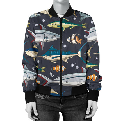 Swordfish Pattern Print Design 04 Women's Bomber Jacket