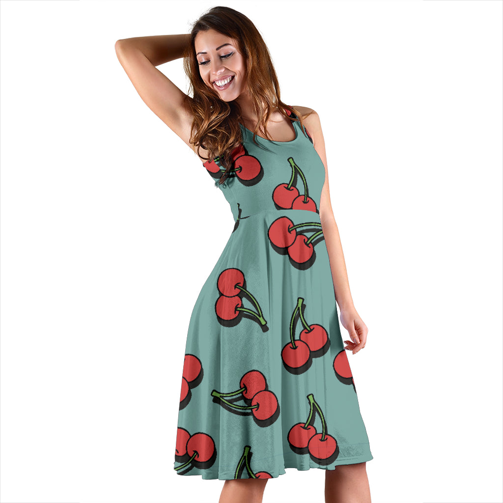Cherry Pattern Print Design CH03 Midi Dress